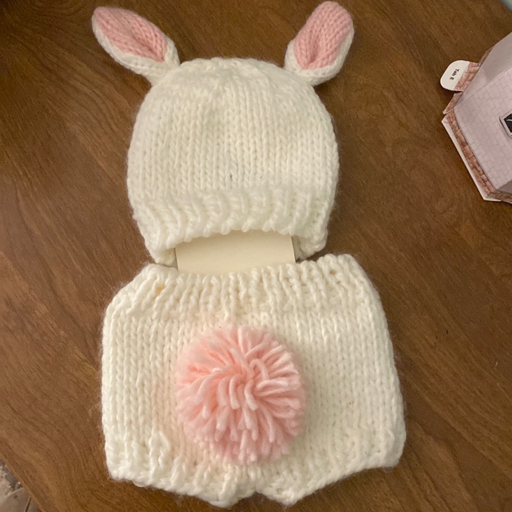 Easter hat and diaper cover for 0-3 months